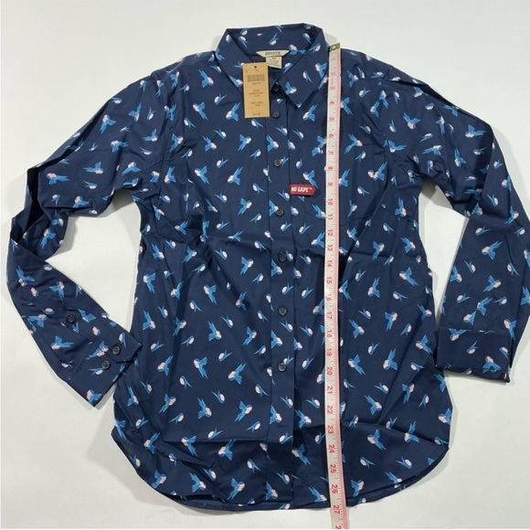 New Duluth Wrinklefighter Button Front Shirt Blue Bird Print - Picture 5 of 6